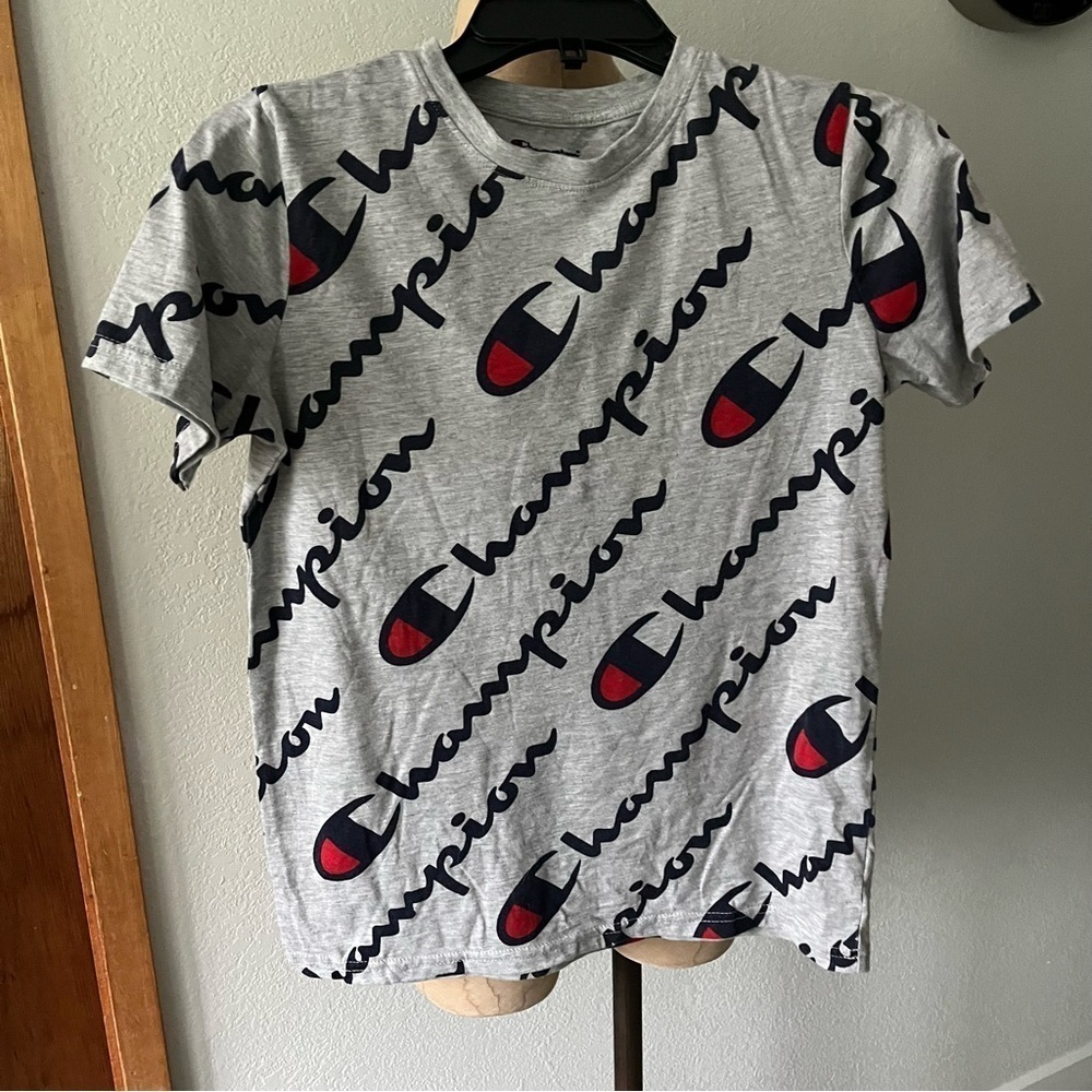 SET OF 3 Boys XL CHAMPION Short Sleeve Tshirt AOP Gray Blue - Picture 7 of 9